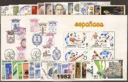 España Año 1982  Completo ** 37 Sellos, 2 HB - Años Completos