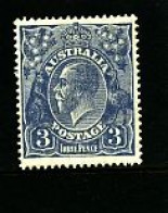 AUSTRALIA - 1926  KGV HEAD  3d  BLUE  SMALL MULTIPLE WMK  PERF 14 MINT  SG 90 - Nuevos