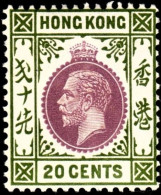Hong Kong 1921 SG125 20c Purple And Sage-green Mult Script CA  Lightly Hinged Mint - Unused Stamps