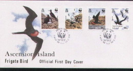 WWF,  LOCAL FDC   ASCENSION ISLANDS  Frigate Bird  /  Lettre De Première Jour,  Frégate  -  1990 - Meeuwen