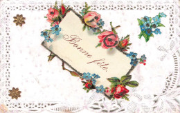 FETES ET VOEUX - Une Carte Ornée De Fleurs - Colorisé - Carte Postale Ancienne - Autres & Non Classés