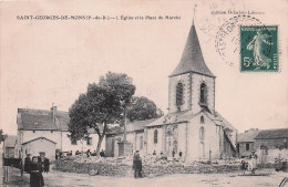 Saint Georges De Mons - L'Eglise Et La Place Du Marché - CPA °J - Manzat