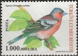 TURKEY 2004 Birds - 1000000l. - Chaffinch (Fringella Coelebs) MNG - Usati