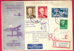 NORGE - FIRST FLIGHT SAS FROM OSLO TO TOKYO *25.4.1951* ON OFFICIAL REGISTERED COVER - Briefe U. Dokumente