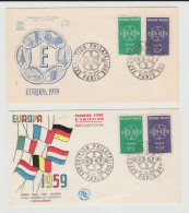 1959 N.2 BUSTE EUROPA CEPT PREMIER JOUR D'EMISSION FIRST DAY COVER ERSTTAGSBRIEF 1°GIORNO EMISSIONE REPUBLIQUE FRANCAISE - 1959