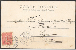 1er Janvier Sur 10c Semeuse Lignée Rouge Cachet Manuel Type A1 De Meursault I JANV 06 - Storia Postale