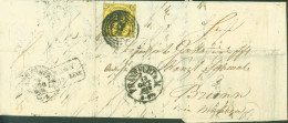 Allemagne (Tour Et Taxis, Etats Du Sud) 1 Kreuzer YT N°35 Jaune 9K Oblit 4 Cercles + Chiffre CAD Frankfurt 13 OC 1859 - Storia Postale