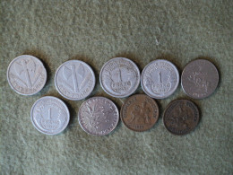 LOT DE 9 PIECES DIFFERENTES DE 1 FRANC. 1922 / 1991 - Kiloware - Münzen