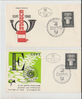 1960 N.2 BUSTE EUROPA CEPT PREMIER JOUR D'EMISSION FIRST DAY COVER ERSTTAGSBRIEF 1°GIORNO EMISSIONE REPUBLIK OSTERREICH - 1960