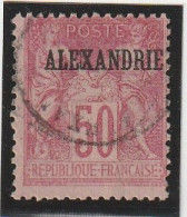 ALEXANDRIE - N°14 Obl (1899-1900) Type Sage : 50c Rose (I) - Usados