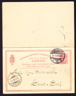1903  10 O GZ Karte Mit Antwortteil. Annoncen Abo... Aus Kopenhagen An Heilanstalt Davos. - Cartas & Documentos