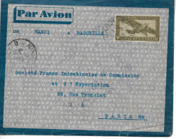 HANOÏ Indochine CAD HANOÏ B Sur 66c Entier Postal Par Avion + Mécanique Krag HANOÏ RP AVION 1946        ...G - Luchtpost