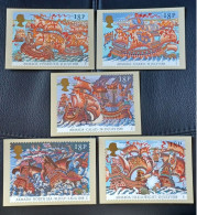 Groot Brittannië  Postkaarten-Maximumkaarten Jaar 1988 Yv.nrs.1319/23 (See Description) - Maximum Cards