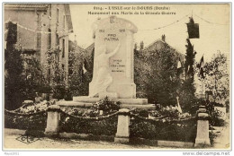 25- L'ISLE-SUR-LE-DOUBS-  MONUMENT  AUX  MORTS  N446 - Isle Sur Le Doubs