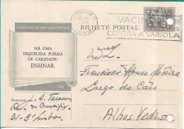 Portugal , 1956 Slogan Postmark VACINE-SE CONTRA  A VARÍOLA  , Smallpox Vaccine , Stationery Educação Popular - Postmark Collection