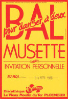 PLOEMEUR - Invitation Au BAL MUSETTE - Discothèque Le VIEUX MOULIN Du TER - 1986 - Ploemeur