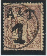 ANNAM Et TONKIN - N°1 Obl (1888) 1 Sur 2c Lilas-brun - Used Stamps