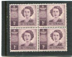 AUSTRALIA - 1949  PRINCESS WMK  BLOCK OF 4   MINT  NH  SG 222 - Neufs