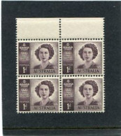 AUSTRALIA - 1948  PRINCESS  NO WMK  BLOCK OF 4   MINT  NH  SG 222a - Ongebruikt