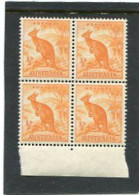 AUSTRALIA - 1949  1/2d  KANGAROO NO WMK  BLOCK OF 4   MINT NH  SG 228 - Nuovi