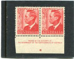 AUSTRALIA - 1950  2 1/2d  KGVI  PAIR  IMPRINT   MINT NH  SG 237c - Nuevos