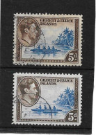 GILBERT & ELLICE IS 1939 5d DEEP ULTRAMARINE & SEPIA + 1944 5d ULTRAMARINE & BLACKISH BROWN SG 49,49b FINE USED Cat £12+ - Îles Gilbert Et Ellice (...-1979)