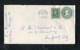 "USA" 1904, Ganzsachenumschlag Mit Zusatzfrankatur Stempel "Chicago" (C365) - 1901-20