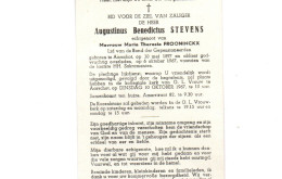 Augustinus Benedictus Stevens  Geb Aarschot 30 Mei 1897 En Aldaar Overl 6 Okt 1967 - Aarschot