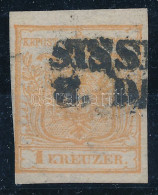 O 1850 1kr Barnás Narancs HP Ia., Bal Alsó Saroknál Szűkre Vágva / Brownish Orange, Type HP Ia "SISS(EK)" Certificate: S - Autres & Non Classés