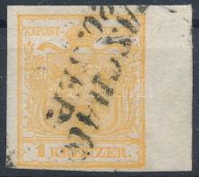 O 1850 1kr Narancs HP III, Jobb Oldalt 7 Mm-es ívszéllel / Orange, Type HP III, 7 Mm Margin On The Right Side "CASCHAU"  - Andere & Zonder Classificatie