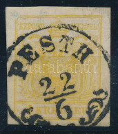 O 1850 1kr Sárga, MP III., A Bal Felső Saroknál Lemezhiba / Yellow, Type MP III., With Plate Flaw "PESTH" Certificate: S - Andere & Zonder Classificatie