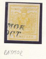 O 1850 1kr MP III. Kadmium Sárga / Type MP III. Cadmium Yellow "(BAJ)MOK" Certificate: Huber - Other & Unclassified