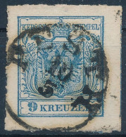 O 1850 9kr MP IIIb, Mind A 4 Oldalon Kézzel Téve, Nagy Szélekkel / Type MP IIIb, Hand Laid On All 4 Sides With Large Mar - Other & Unclassified