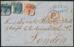 1854 3kr + 2 X 9kr Levélen / On Cover "PESTH" - London - Autres & Non Classés