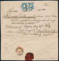 1859 2 X 15kr I. Típus + 5kr I. Típus 2. Súlyfokozatú Ajánlott Levélen / 2 X 15kr Type I. + 5kr Type I. On 2nd Weight Cl - Andere & Zonder Classificatie