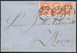 1859 3 X 5kr I. Típus Enyhén Lépcsőzetesen Felragasztva Levélen / 3 X 5kr Type I. On Cover "PESTH" (Ferchenbauer EUR 275 - Andere & Zonder Classificatie