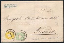 1861 1858 3kr Zöld + 1861 2kr Vegyes Bérmentesítés Levélen / Mixed Franking On Cover "DEBRECZIN" - "TASNÁD" - Andere & Zonder Classificatie