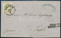 1863 3kr Zöld, Helyi Levélen / Green On Local Cover "PESTH" - Otros & Sin Clasificación