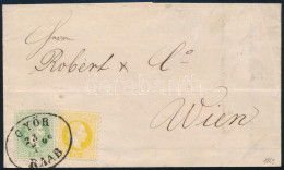 1869 2kr Sárga + 3kr Zöld Levélen / 2kr Yellow + 3kr Green On Cover "GYŐR / RAAB" - Wien - Altri & Non Classificati