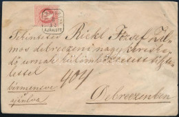 ~1870 5kr + Hátul Eltépett 10kr Ajánlott Levélen / 5kr + 10kr (torn) On Registered Cover "NYIREGYHÁZA / AJÁNLOTT" - Altri & Non Classificati