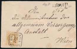 1870 15kr Festékhiányos Nyomat Ajánlott Levélen / 15kr Dry Print On Registered Cover "NYIREGYHÁZA / AJÁNLOTT" - Wien - Sonstige & Ohne Zuordnung