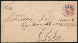 ~1870 5kr Díjjegyes Boríték, Ismeretlen Kék "CSABA" Bélyegzéssel Elekre / 5kr PS-cover With Unknown Blue "CSABA" Cancell - Andere & Zonder Classificatie