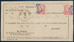 1871 2 Db Kőnyomat 5kr Tértivevényen, Kék "PAKS" Bélyegzéssel. Két Ismert Darab Egyike. / 2 X 5kr On Retour Recepisse, B - Autres & Non Classés