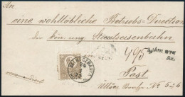 1872 Kőnyomat 15kr Szürkésbarna Színben Képbe Fogazva Ajánlott Levél Előlapján / Litho 15kr Greyish Brown With Shifted P - Autres & Non Classés