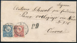 1872 Réznyomat 5kr + 10kr Levélen Olaszországba / On Cover To Italy "ZAGREB-AGRAM" - Verona - Other & Unclassified