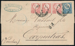 1873 Réznyomat 3 X 5kr + 10kr Levélen Franciaországba (enyhe Hajtás) / 3 X 5kr + 10kr On Cover To France "PEST / LIPÓTVÁ - Autres & Non Classés