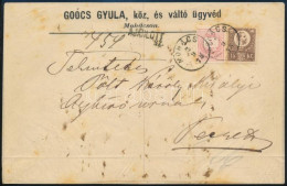 1875 Réznyomat 15kr Sárgásbarna és Színesszámú 5kr Vegyes Bérmentesítés Ajánlott Levélen / Mi 12 Yellowish Brown + 17 Mi - Otros & Sin Clasificación