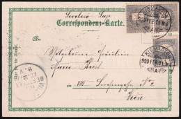 1900 Képeslap 2 X Feketeszámú 1kr + Turul 1f Vegyes Bérmentesítéssel / Postcard With Mixed Franking "KISMARTON" (Burgenl - Sonstige & Ohne Zuordnung