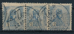 O 1900 Turul 2K Elfogazott Hármascsík 4. Vízjelállással, összefüggésben Nagyon Ritka! / Stripe Of 4, Watermark Position  - Altri & Non Classificati