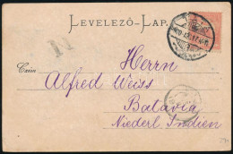 1900 Képeslap Turul 10f Bérmentesítéssel Holland Indiába Küldve, érkezési Bélyegzéssel / Postcard To Batavia (Jakarta) " - Sonstige & Ohne Zuordnung